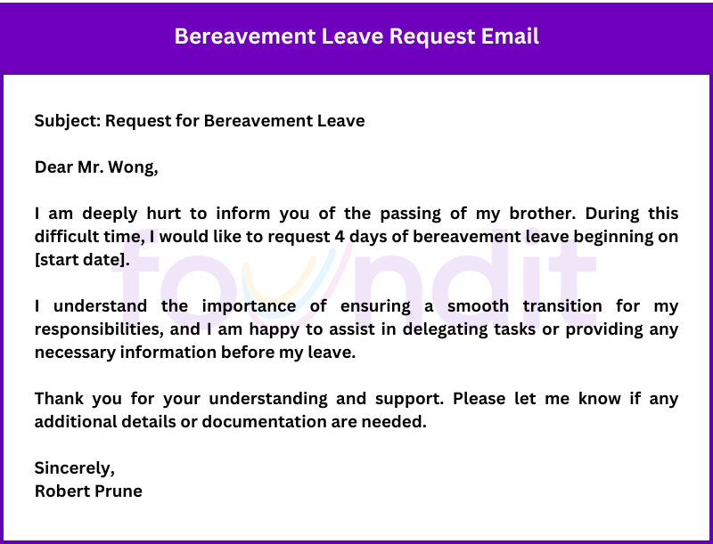 Sample Request for Bereavement Leave