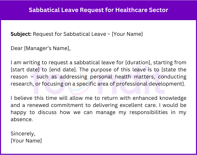 sample sabbatical leave request for the healthcare sector