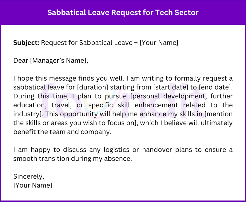 sample sabbatical leave request for the tech sector