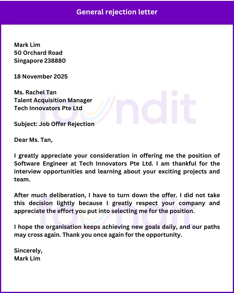 General rejection letter